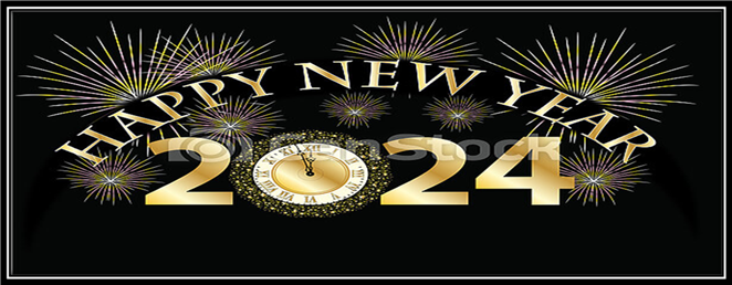 Happy new year 2024 gold lettering. | CanStock